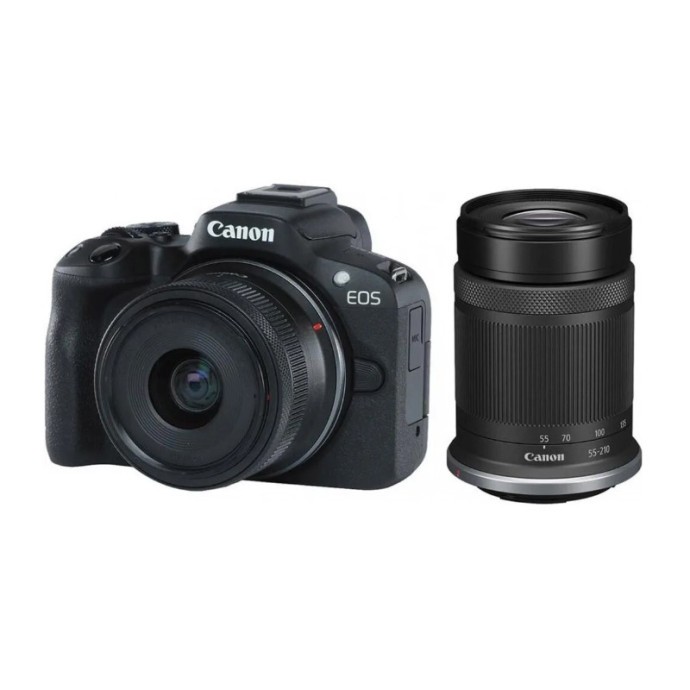 Бездзеркальний фотоапарат Canon EOS R50 kit RF-S 18-45mm IS STM + RF-S 55-210mm IS STM Black (5811C034)