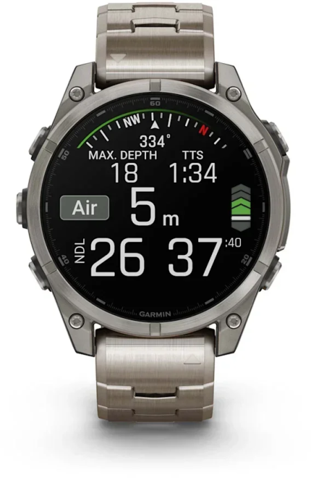 Спортивний годинник Garmin Fenix 8 47mm Amoled Titanium with Vented Titanium Bracelet (010-02904-40)