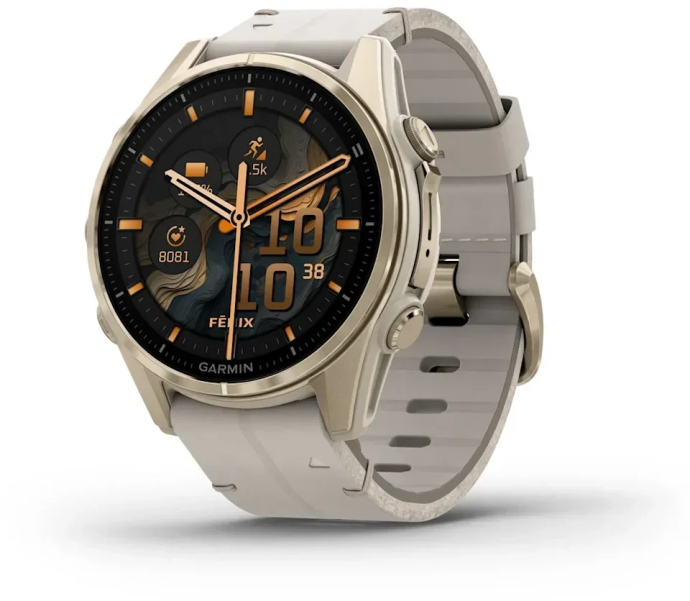 Спортивний годинник Garmin Fenix 8 43mm Amoled Sapphire Soft Gold with Limestone Leather Band (010-02903-40)