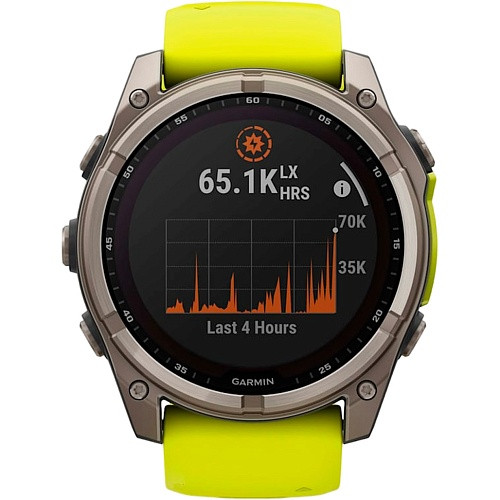 Спортивний годинник Garmin Fenix 8 47mm Solar Sapphire Titanium w. Amp Yellow/Graphite Silicone Band (010-02906-20/21)