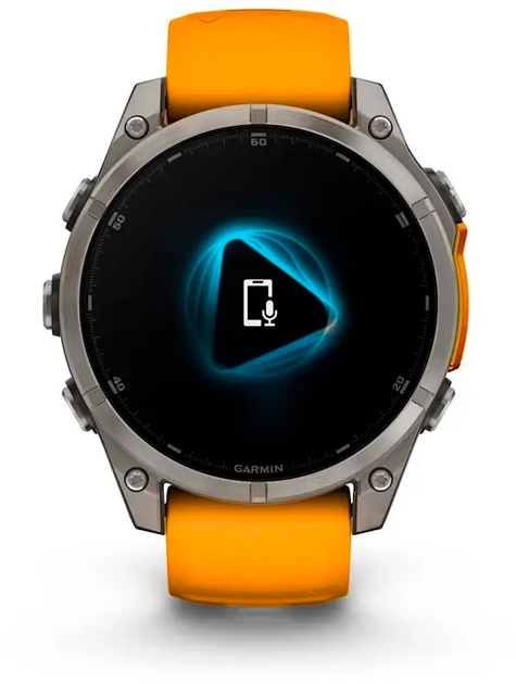 Спортивний годинник Garmin Fenix 8 47mm AMOLED Sapphire Titanium w. Spark Orange/Graphite Silicone Band (010-02904-10/11/19)