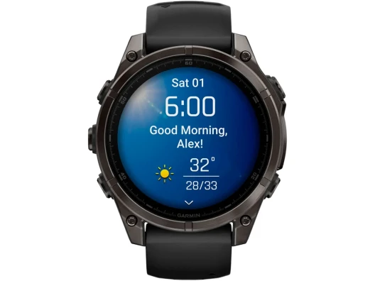 Спортивний годинник Garmin Fenix 8 47mm Amoled Sapphire Carbon Gray DLC Titanium w. Black/Pebble Gray S. Band (010-02904-20/21)