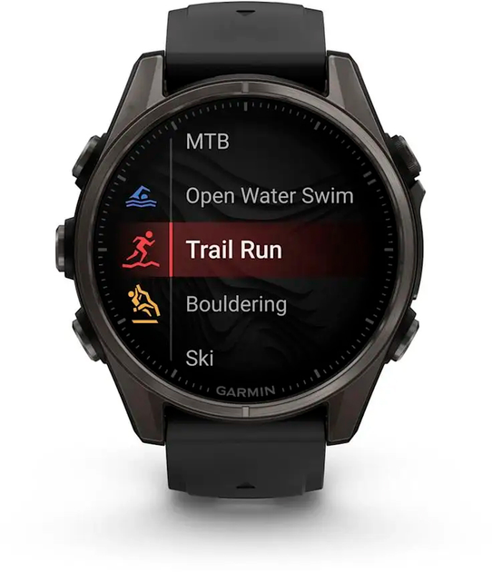 Спортивний годинник Garmin Fenix 8 43mm Amoled Sapphire Carbon Gray DLC Tit. w. Black/Pebble Gray S. Band (010-02903-20/21)