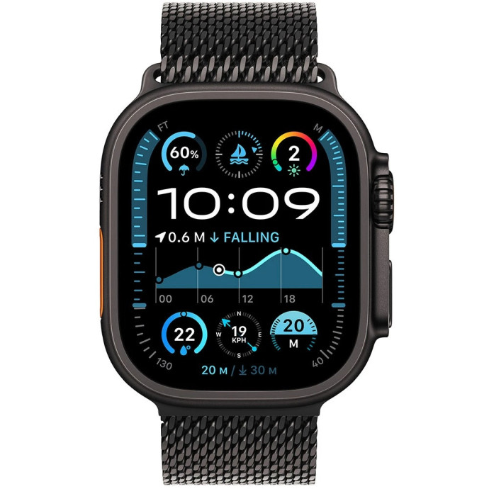 Смарт-годинник Apple Watch Ultra 2 GPS + Cellular 49mm Black Titanium Case w. Black Titanium Milanese Loop - M (MX5U3)