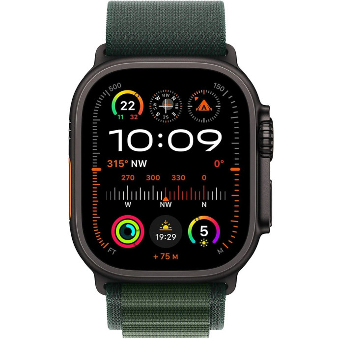 Смарт-годинник Apple Watch Ultra 2 GPS + Cellular 49mm Black Titan. Case w. Dark Green Alpine Loop - Large (MX4T3)