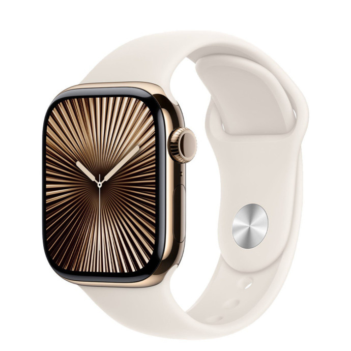 Смарт-годинник Apple Watch Series 10 GPS + Cellular 42mm Gold Titanium Case w. Starlight Sport Band - S/M (MX063)