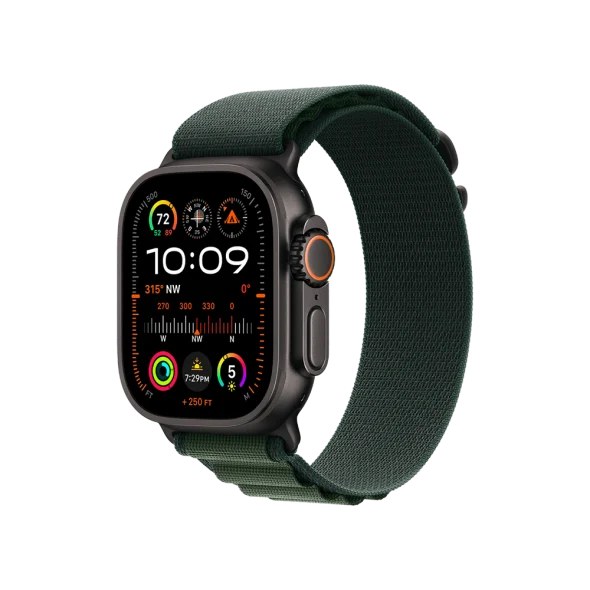 Смарт-годинник Apple Watch Ultra 2 GPS + Cellular 49mm Black Titan. Case w. Dark Green Alpine Loop - Large (MX4T3)