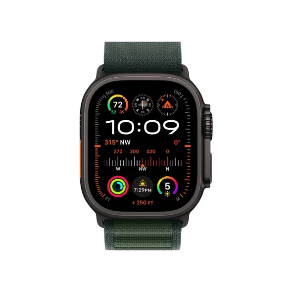 Смарт-годинник Apple Watch Ultra 2 GPS + Cellular 49mm Black Titan. Case w. Dark Green Alpine Loop - Medium (MX4R3)