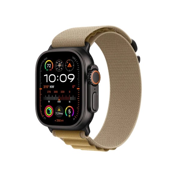 Смарт-годинник Apple Watch Ultra 2 GPS + Cellular 49mm Black Titan. Case w. Tan Alpine Loop - Small (MYTF3+MYQ03)