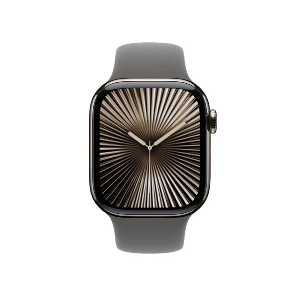 Смарт-годинник Apple Watch Series 10 GPS + Cellular 46mm Natural Titanium Case w. Stone Grey Sport Band - S/M (MWY93)