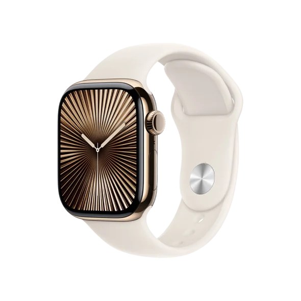 Смарт-годинник Apple Watch Series 10 GPS + Cellular 42mm Gold Titanium Case w. Starlight Sport Band - M/L (MX073)