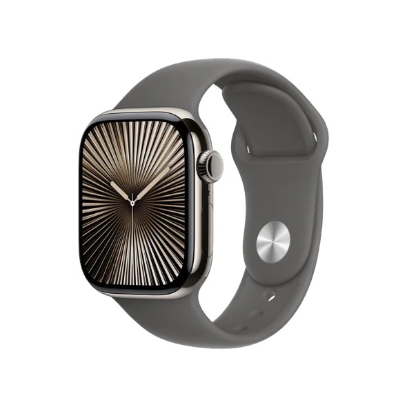 Смарт-годинник Apple Watch Series 10 GPS + Cellular 42mm Natural Titanium Case w. Stone Grey Sport Band - M/L (MWXE3)