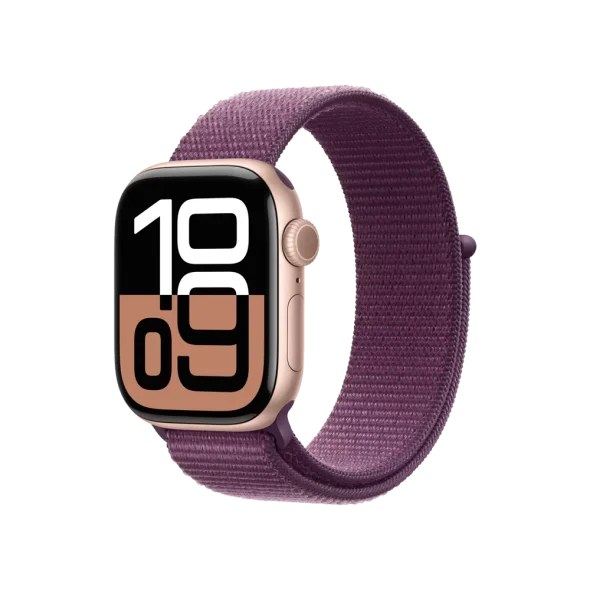 Смарт-годинник Apple Watch Series 10 GPS 46mm Rose Gold Aluminum Case w. Plum Sport Loop (MWWV3)