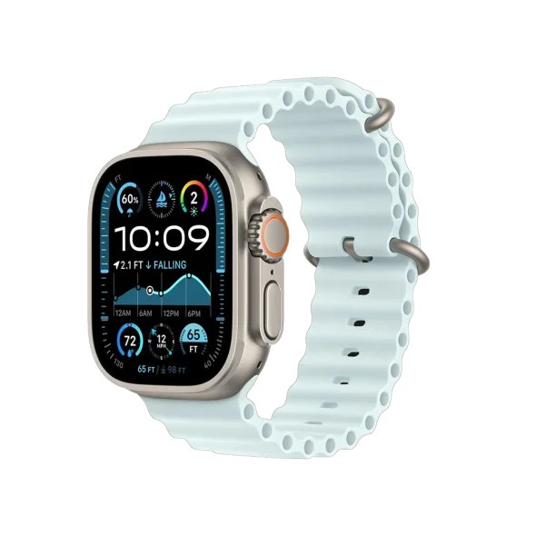 Смарт-годинник Apple Watch Ultra 2 GPS + Cellular 49mm Natural Titanium Case w. Ice Blue Ocean Band (MYT03+MXTF3)