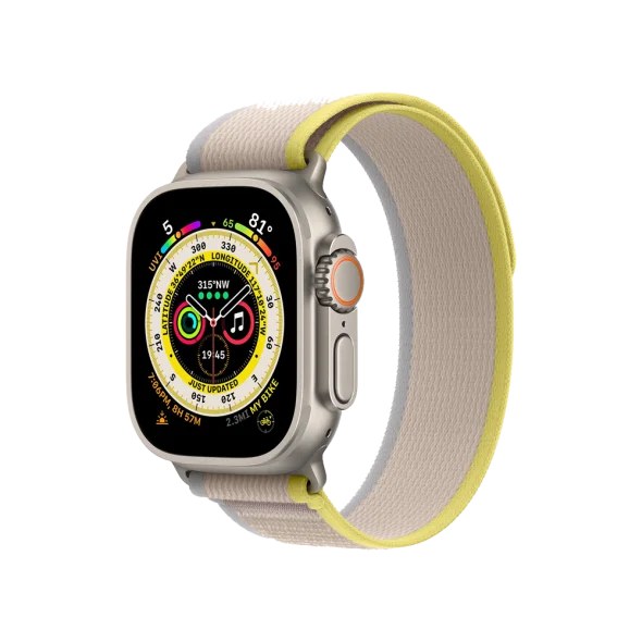 Смарт-годинник Apple Watch Ultra GPS + Cellular 49mm Titanium Case with Yellow/Beige Trail Loop - S/M (MNHD3/MNHK3)