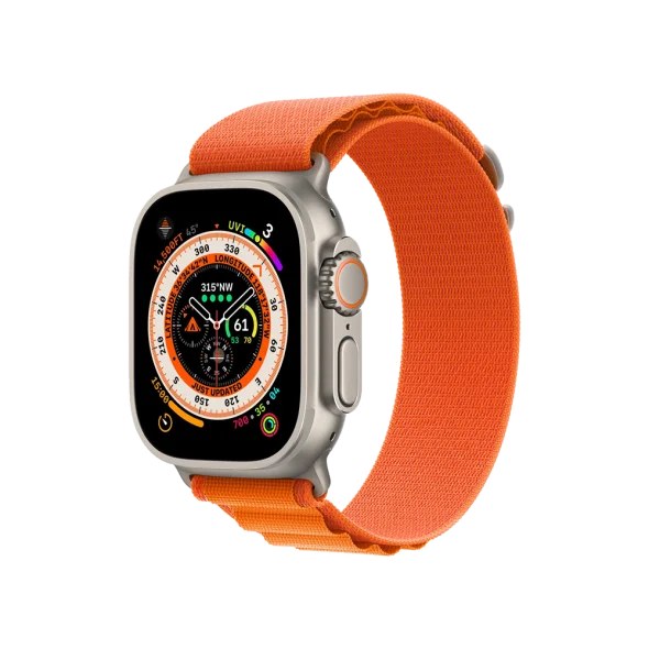 Смарт-годинник Apple Watch Ultra GPS + Cellular 49mm Titanium Case with Orange Alpine Loop - Small (MNHA3/MNHH3)