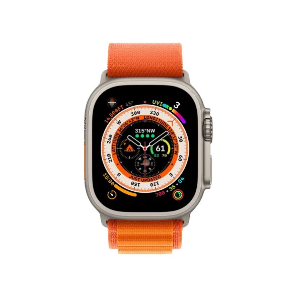 Смарт-годинник Apple Watch Ultra GPS + Cellular 49mm Titanium Case with Orange Alpine Loop - Large (MQEV3/MQFM3)