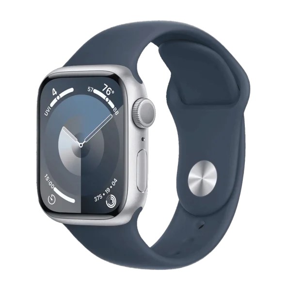 Смарт-годинник Apple Watch Series 9 GPS 41mm Silver Aluminum Case w. Storm Blue S. Band - S/M (MR903)