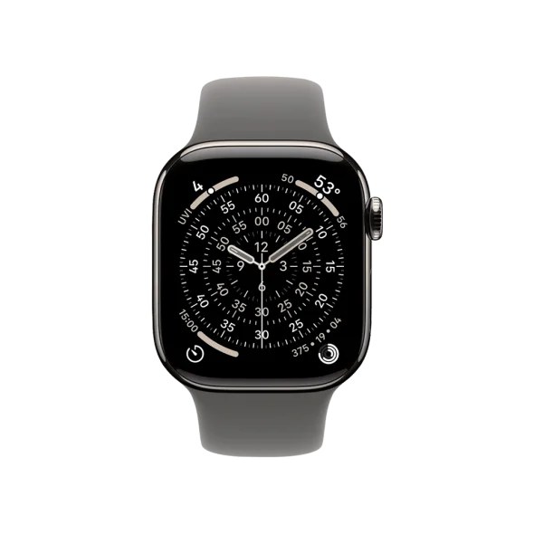 Смарт-годинник Apple Watch Series 11 GPS + Cellular 46mm Natural Tit. Case w. Stone Gray Sport Band - S/M (MFCW4)