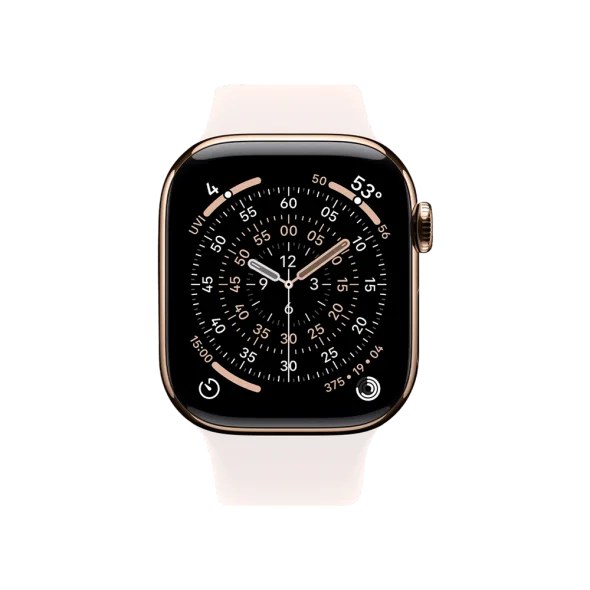 Смарт-годинник Apple Watch Series 11 GPS + Cellular 46mm Gold Titanium Case w. Light Blush Sport Band - S/M (MFD54)