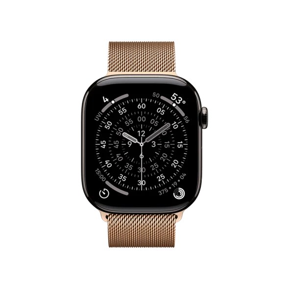 Смарт-годинник Apple Watch Series 11 GPS + Cellular 46mm Slate Tit. Case w. Gold Milanese Loop - S/M (MFC14+MGJ44)