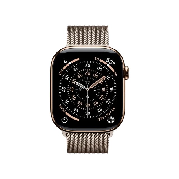 Смарт-годинник Apple Watch Series 11 GPS + Cellular 46mm Gold Tit. Case w. Natural Milanese Loop - S/M (MFC34+MGJ24)