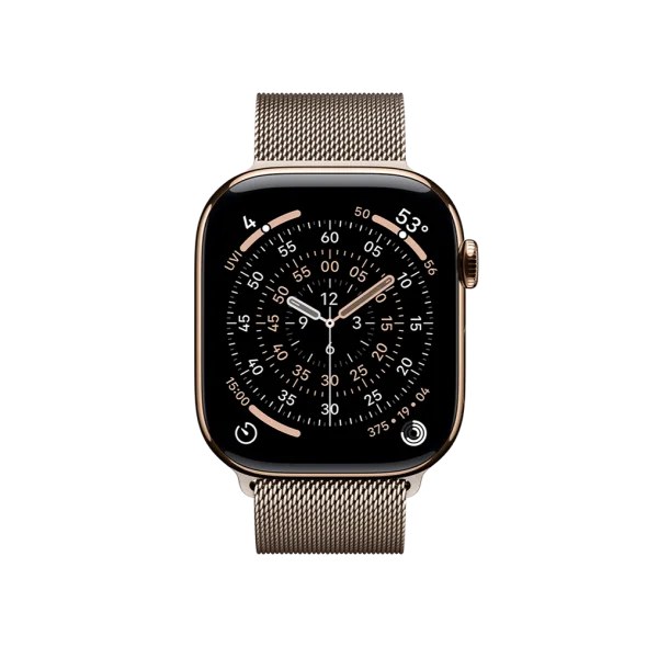Смарт-годинник Apple Watch Series 11 GPS + Cellular 46mm Gold Tit. Case w. Natural Milanese Loop - M/L (MFC34+MGJ34)