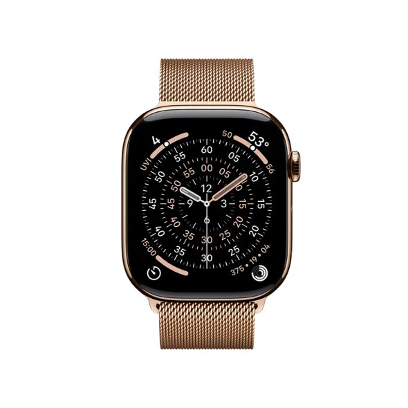 Смарт-годинник Apple Watch Series 11 GPS + Cellular 46mm Gold Tit. Case w. Gold Milanese Loop - S/M (MFD74)
