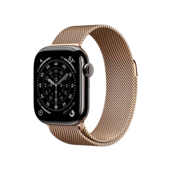 Смарт-годинник Apple Watch Series 11 GPS + Cellular 42mm Slate Tit. Case w. Gold Milanese Loop (MF9K4+MGJ04)