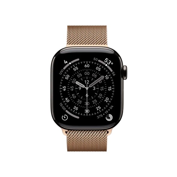 Смарт-годинник Apple Watch Series 11 GPS + Cellular 42mm Slate Tit. Case w. Gold Milanese Loop (MF9K4+MGJ04)