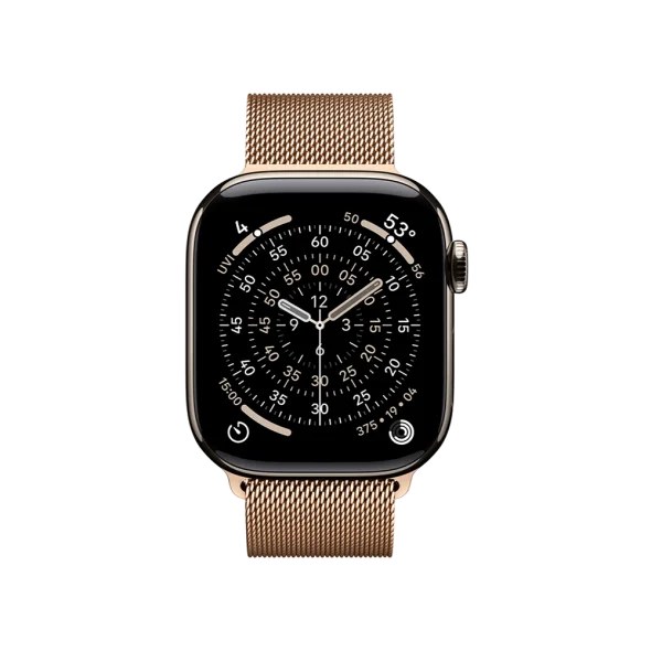 Смарт-годинник Apple Watch Series 11 GPS + Cellular 42mm Natural Tit. Case w. Gold Milanese Loop (MF9H4+MGJ04)