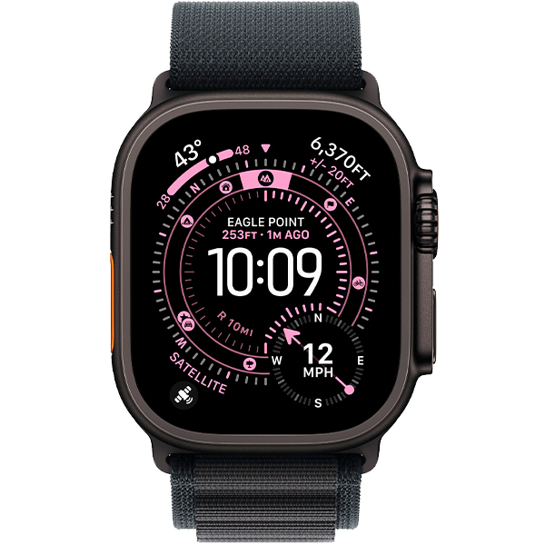 Смарт-годинник Apple Watch Ultra 3 Black Titanium Case with Black Alpine Loop Medium (MF0V4)