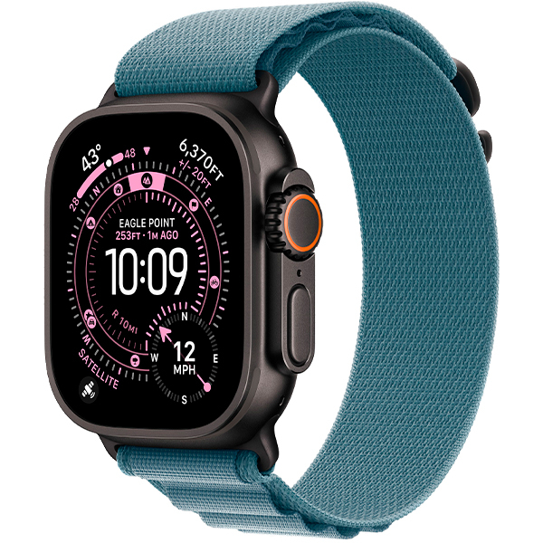 Смарт-годинник Apple Watch Ultra 3 Black Titanium Case with Light Blue Alpine Loop Large (MF254/MG9M4)