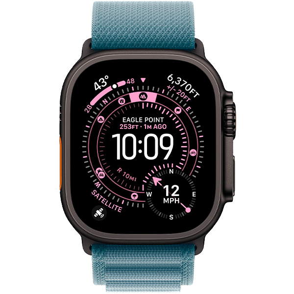 Смарт-годинник Apple Watch Ultra 3 Black Titanium Case with Light Blue Alpine Loop Medium (MF254/MG9L4)