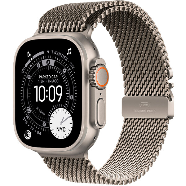 Смарт-годинник Apple Watch Ultra 3 Natural Titanium Case with Natural Titanium Milanese Loop Small (MEWW4)