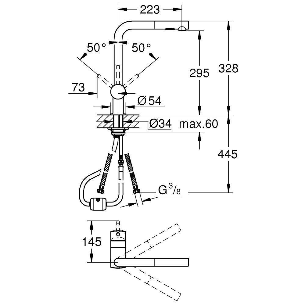 Змішувач GROHE Minta матовий прохолодний схід (30274GN0)