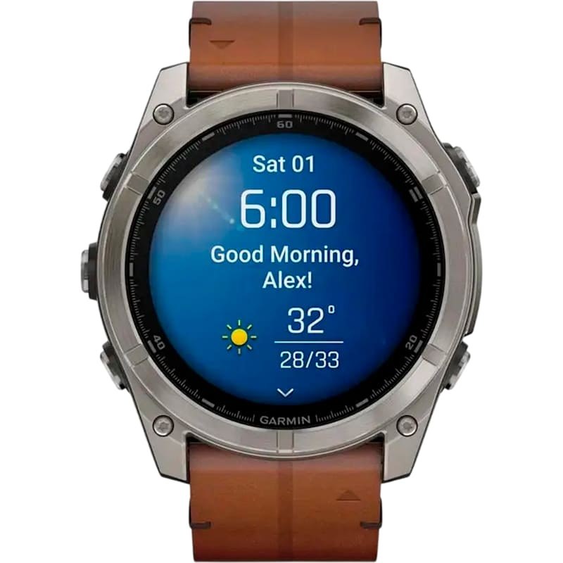 Смарт-годинник GARMIN Fenix 8 Amoled 51mm Sapphire Titanium with Chestnut Leather Band (010-02905-40)