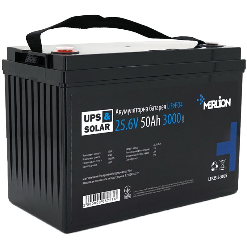 Акумулятор MERLION LiFePO4 25.6V 50Ah (LFP25.6-50)