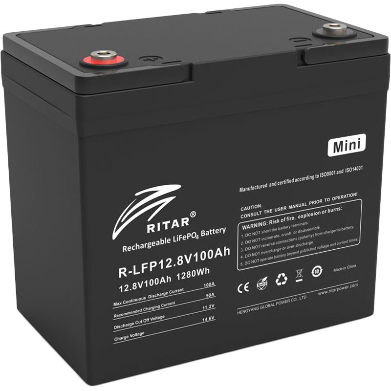 Акумулятор RITAR LiFePO4 12.8V 100Ah Black (R-LFP12.8V100AH-mini)