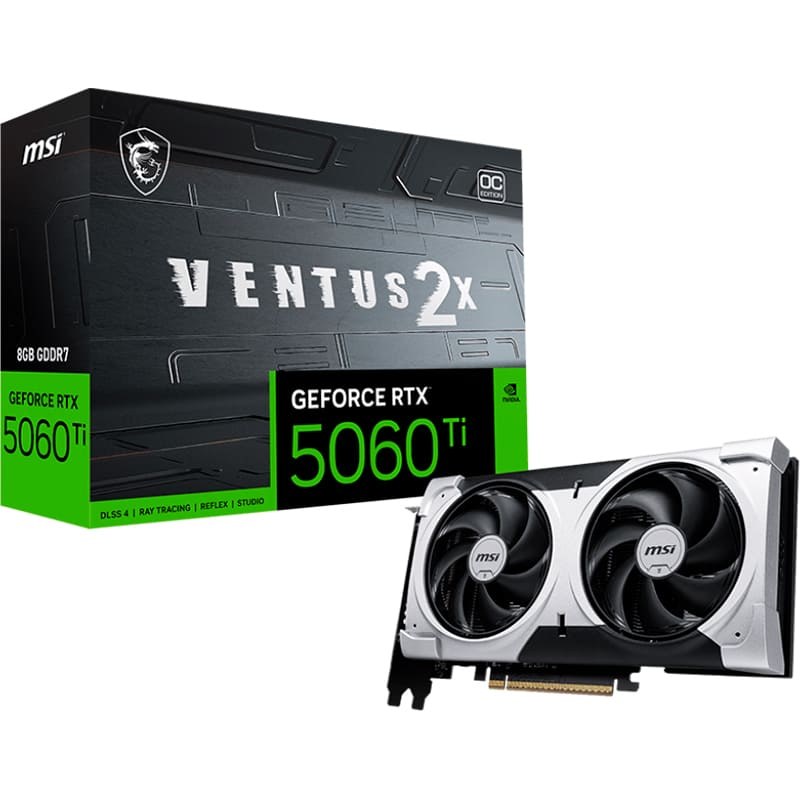 Відеокарта MSI GeForce RTX 5060 Ti 8GB 128Bit 2602/28000MHz VENTUS 2X OC PLUS (G506T-8V2CP)