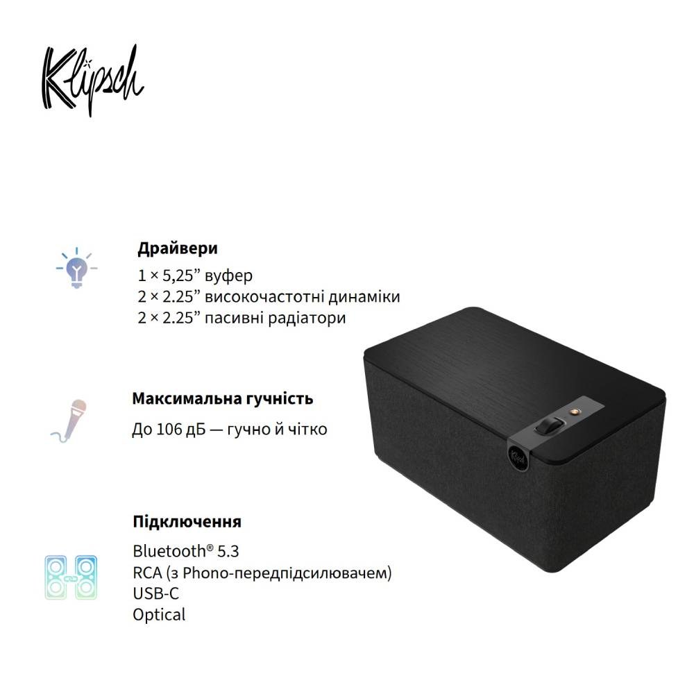 Портативна акустика KLIPSCH The Three Plus Matt Black (1071962)