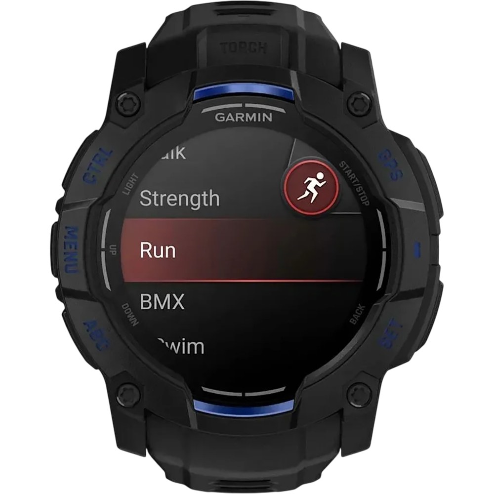 Смарт-годинник GARMIN Instinct 3 50 mm Black with Bolt Blue Accents (010-03020-03)