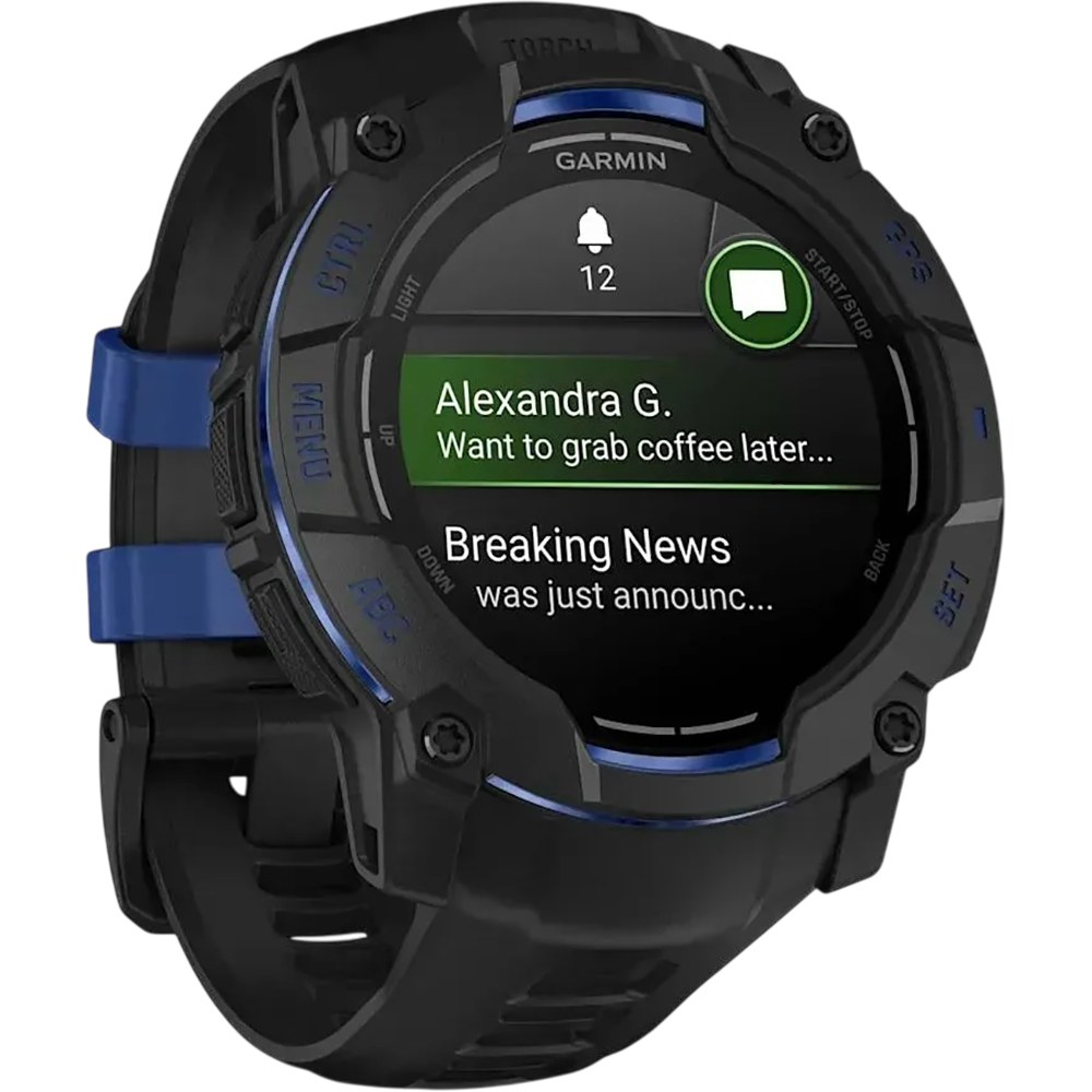 Смарт-годинник GARMIN Instinct 3 50 mm Black with Bolt Blue Accents (010-03020-03)