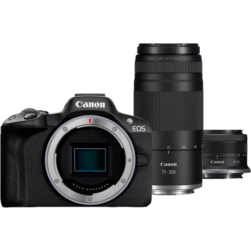 Фотоапарат CANON EOS R50 + RF-S 18-45 IS STM + RF 75-300 Black (5811C150)