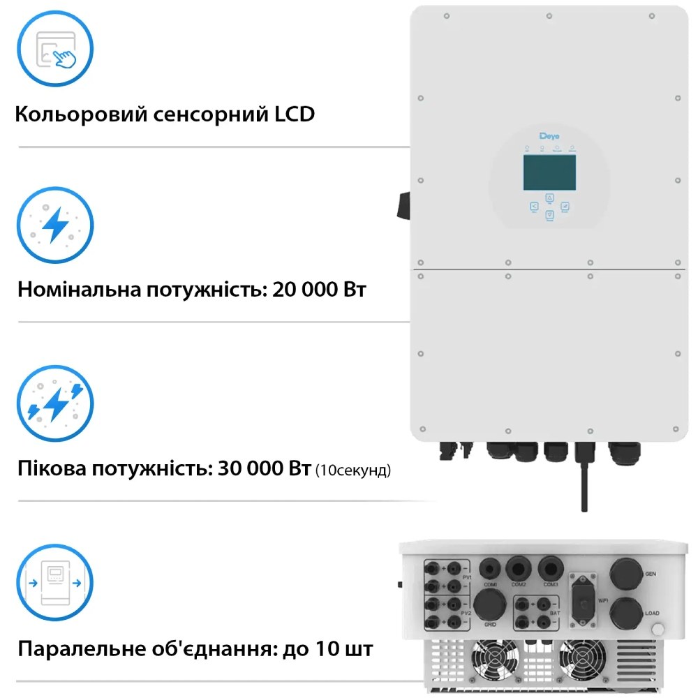 Інвертор DEYE SUN-20K-SG01HP3-EU-AM2 20кВт
