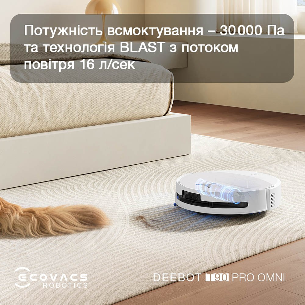 Робот-пилосос ECOVACS DEEBOT T90 PRO OMNI WH (DEX95)