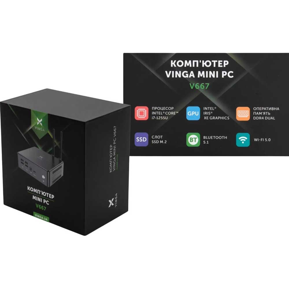 Неттоп VINGA Mini PC V667 (V6671255U.8256W1P)