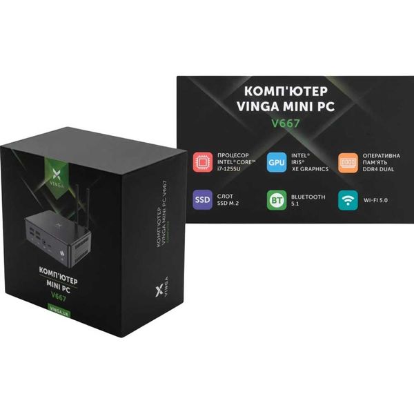 Неттоп VINGA Mini PC V667 (V6671255U.8256W1H)